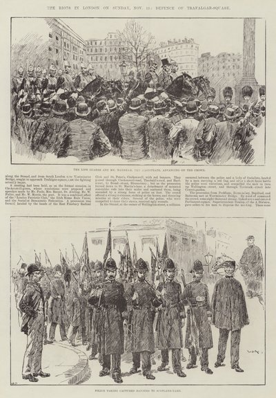 The Riots in London on Sunday, 13 November, Defence of Trafalgar-Square by William Douglas Almond